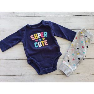 •Carter's 3 Month Long Sleeve "Super Cute" Outift